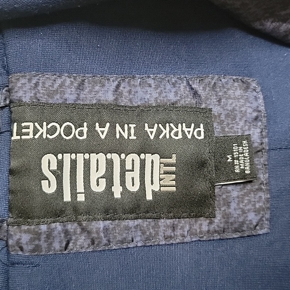INTL DETAILS Navy Blue Parka In A Pocket SIZE Medium - Picture 2 of 7
